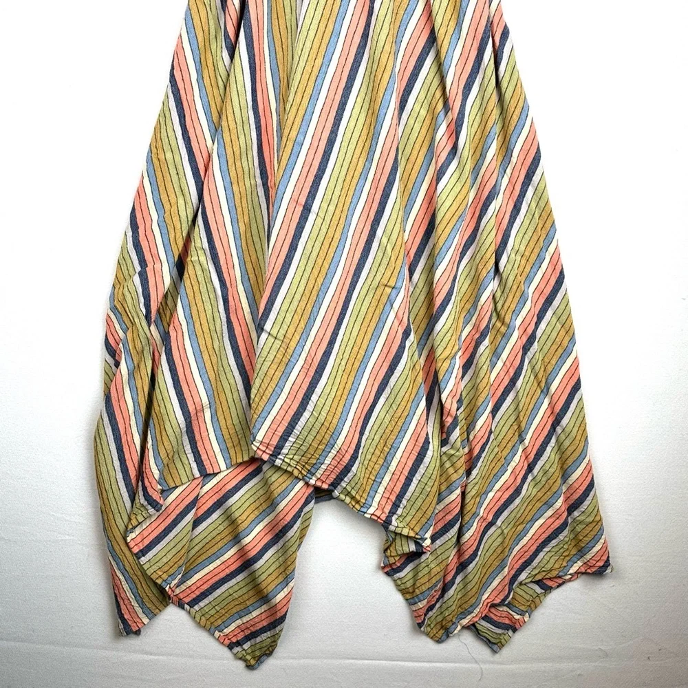 Lovestitch Halter Multi-Colored Stripe Low Back Asymmetrical Dress Beach Resort - Picture 3 of 8
